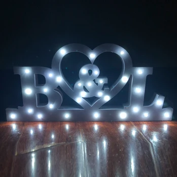 Custom Dovana vestuvių stalo logotipas ir pavardė vestuvių papuoštas Šviesiai Laiškai Užsakymą Šviesą Pavadinimas LED
