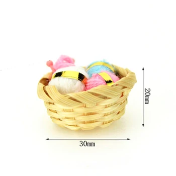1/12 Miniatiūriniai Lėlių Priedai Mini Vilnos Krepšelį Modeliavimas Mezgimo Vilnos Modelis Žaislai Doll House Dekoro