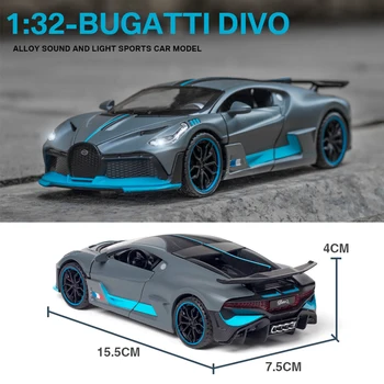1:32 Diecast Automobilio Modelį Bugatti DIVO Metalo Žaislas Ratų Sporto Traukti Atgal, Automobilių Garso, Šviesos Kolekcija Vaikams Dovanas Švietimo Mokytis