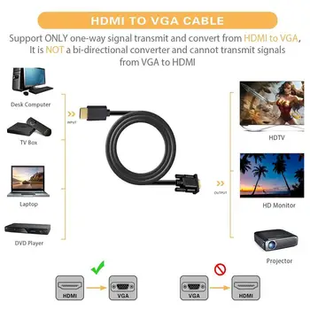 1,8 m HDMI Į VGA Kabelis Iwth Chip 1080P HDMI Male VGA Male, Aktyvusis Vaizdo Adapteris Keitiklis Kabelis, Aukštos Kokybės