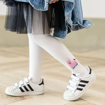 1-8y baby vaikų mergaičių medvilnės pėdkelnės mielas pleistras pavasarį rudenį Vaikų šokių medvilnės kojinės mergina pėdkelnės dvigubos adatos