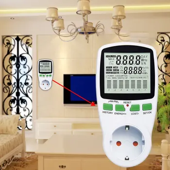 1 Vnt 230V Skaitmeninis Wattmeter LCD Energijos Skaitiklis Galia Elektros energijos Kwh Elektros Skaitiklio Matavimo Matavimo Lizdo Galios Analizatorius