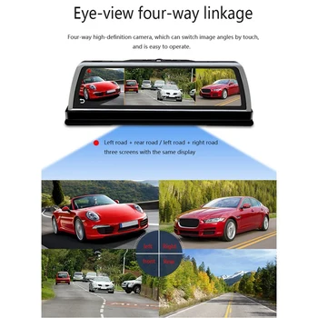 10 Colių Automobilių Konsolė Veidrodis Dvr Dashcam 4G 4 Kanalų Adas Android, Gps Wifi Fhd 1080P Galinis Objektyvo Vaizdo įrašymas