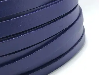 10 mm plokščio odos laido Violetinė mėlyna 10x2mm natūralios odos juostelės