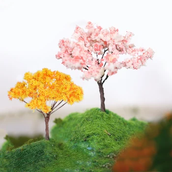 10 Vyšnių Žiedų Medžiai Geltoni Medžių Modelis Augalų Modelis Medžio Geležinkelio Micro Kraštovaizdžio Maketas Modeliavimas Scenos Dekoracija