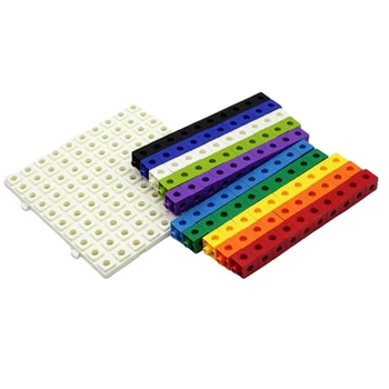 100 Pakuotėje 10 Spalvų Plastiko Multilink Kubeliai Blokai su Valdyba, Vaikų Ikimokyklinio Žaislai