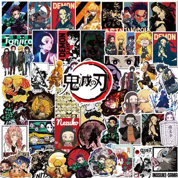 100pc Demon Slayer: Kimetsu Nr. Yaiba Anime Lipdukai Lipdukas PVC, atsparus Vandeniui, Grafiti, Lipdukai Lagaminą Bagažo Vaikams, Žaislai