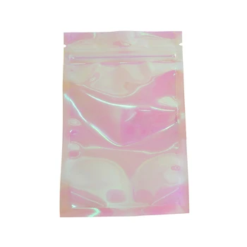 100vnt Rožinės spalvos Užtrauktukas Pakuotės Maišelis Storio Reclosable Holografinis Kosmetikos Papuošalai Butas Maišeliai Lazerio Mažosios plastikos Zip Lock Bags