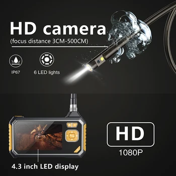 1080P Dvigubo Objektyvo Pramonės Endoskopą Tikrinimo Kamera, Nešiojamas Delninis Borescope Videoscope su 4.3 