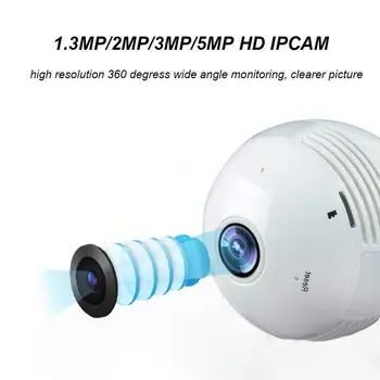 1080P HD Kamera, WiFi 360 VR Panoraminis Fisheye Lemputės Šviesos Panoraminis fotoaparatas Namų Saugumo WiFi Fisheye Lemputės, Lempos