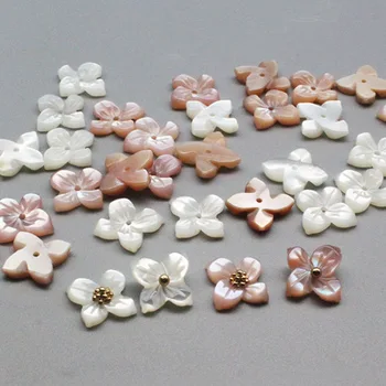 10vnt/Daug Gamtos Korpuso Granulių White Pink Pearl Shell Raižyti Gėlių Karoliukai Papuošalai 