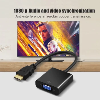 10VNT HD 1080P HDMI į VGA Konverteris Adapteris, Kabelis All-in-one PC Kompiuterio Darbalaukio Sąsiuvinis Tablet HDTV Monitorius