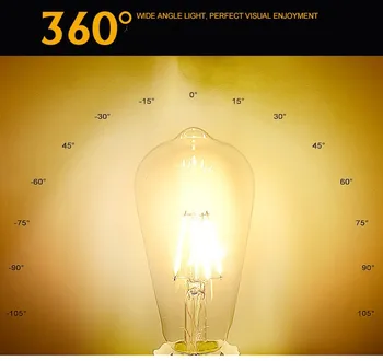 10VNT LED 4W 6W 8W ST64 pritemdomi Aukso, Kaitinamosios lemputės E27 LED Šviesos 110V, 220V Vintage 