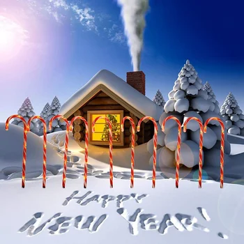 10VNT Saldainiai Kalėdų Medžio Apdaila žibintai Saldainiai Cukranendrių Saulės Šviesos Baterija /USB Powered Lauko Sodo Vestuves Apdaila