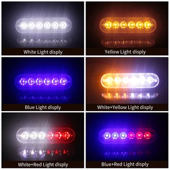 12/24V 6-LED Automobilių Avarinis Signalas LED Strobe Flash Šviesos Pavojus Mirksinti Lempa Vairuotojo Dienos Šviesos Juosta Policijos Ugniagesiai