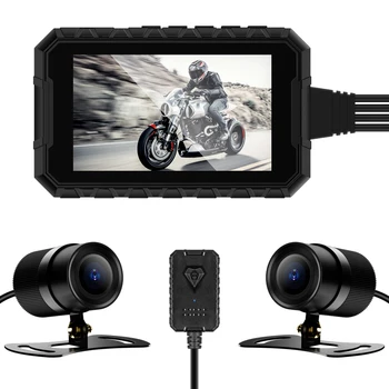 128G Vertus Kontrolės Foto FHD 1080 30f 300W vaizdo Kamera USB Motociklo DVR Priekiniai Galiniai Dvigubas Vairuotojo Vaizdo įrašymo Brūkšnys Cam Moto Bike HD