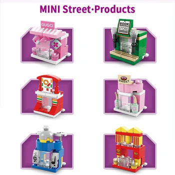 137 VNT Mini Žaislai Mini Blokai, Statyba Blokai Architektūros Mini Pav Parduotuvės, Plytos, Žaislų, Vaikų, Draugų Mergaitė Miesto Statybos