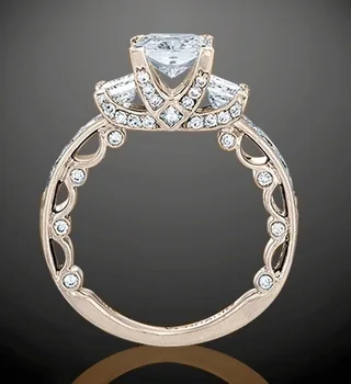 14K Rose Gold Bijoux Femme Diamond 2 Karatų Žiedas Moterims Vestuvių Bizuteria Grynas Akmuo Deimantas, Aukso Žiedas, Papuošalų Anel Moterims