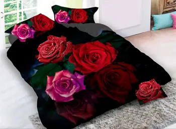 17 Naujų Gražus 3D Gėlių, Rožių Šventė Modelio Patalynės Rinkinys, paklodės Antklode Padengti paklode Užvalkalas 4pcs/set