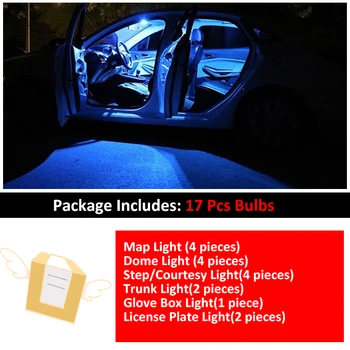 17Pcs Automobilių Baltos spalvos Interjeras, LED elektros Lemputes Paketą Rinkinys Audi A5 S5 2008-2012 M. Žemėlapis Dome Kamieno Lempos Iceblue
