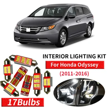 17pcs Balta Lemputė LED Automobilių Šviesos Interjero Rinkinys 2011-2016 Honda Odyssey Žemėlapis Dome Kamieno Daiktadėžė Lempos