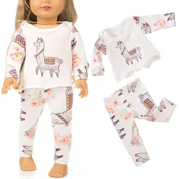 18 Colių Mergaičių Lėlės Drabužių Priedai Print Pižama Ir Kelnes Amerikos Naujagimių Drabužiai Tinka 43 Cm Kūdikių Lėlės