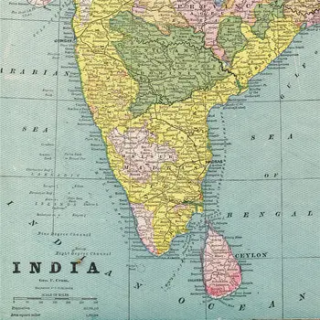 1892 Senovinės INDIJOS Žemėlapis Derliaus Originalus Žemėlapis Indija Retro Drobė Spausdinti Sienos Menas, Lipdukas Kambarį Dažų Pub Baras, Kavinė Dekoras