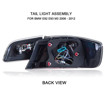 1Pair LED Uodega Lempos BMW E92 E93 M3 330 335 2006-2012 Raudona Rūkyti Juoda LED galinio Žibinto Posūkio Signalo, Stabdžių Žibintas Atbulinės Šviesos