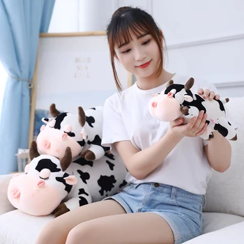 1pc 30CM Mielas Pieno Karvė Pliušiniai Žaislai kawaii Įdaryti Minkštas Gyvūnų Karvė Pagalvę Vaikams, Vaikų Mergaičių Pirštų Lėlės Gimtadienio Dovana
