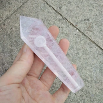 1pcs didmeninė Natūralus rožinis lydyto Kvarco Kristalo Rūkymas Vamzdis+kiaurasamtis kvarco akmens gydymo lazdelė Nemokamas Pristatymas