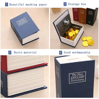 1Pcs Modeliavimas anglų Žodynas seifas Indėlių Atveju Slaptažodį, Knygą, Pinigų, Papuošalų Dėžutės Laikymo Dėžutės 4 Spalvų Piggy Bank