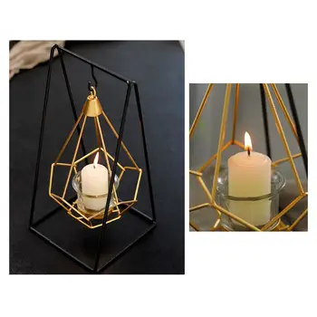 1Set Šiaurės Stiliaus Aukso Geometrinis Kaustytomis Geležies Kabinti Žvakidė Apdaila Namo Amatų Žvakių Laikiklis Stalo Ornamentas Rekvizitai