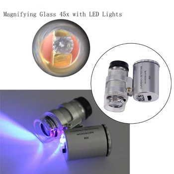 2-1 Nešiojamų Deimantų Testeris Rašiklis su 60X LED Apšviesta Loupe Mikroskopu Didinamąjį Akinius Komplektas, Combo Juvelyras Įrankių Rinkinys
