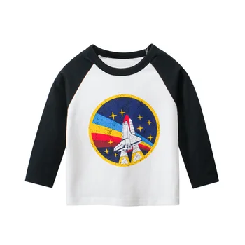 2-9T Bamblys Vaikas Berniuko drabužių raketų Animacinių filmų Marškinėliai Atsitiktinis Medvilnės marškinėlius Vaikų Tee Rudenį Pagrindinio Viršuje Apranga