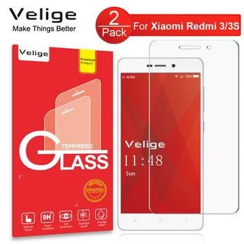 2 Pack Velige Grūdintas Stiklas Ekrano apsaugos Xiaomi Redmi 3 3 3X Pro 3Pro 9H Kietumu 0,3 mm Apsaugos Darbuotojas Stiklo Plėvelės