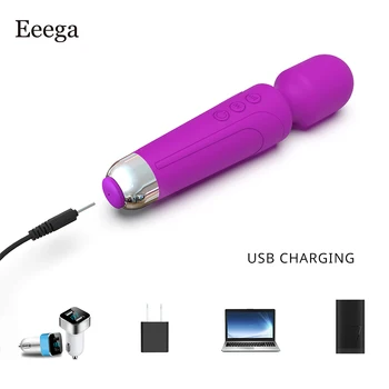 20 Greičio Galingas Klitorio Vibratoriai USB Įkrauti Magic Wand AV Massager Vibrator Vibruoja Dildo Moteriškos Lyties Produktus