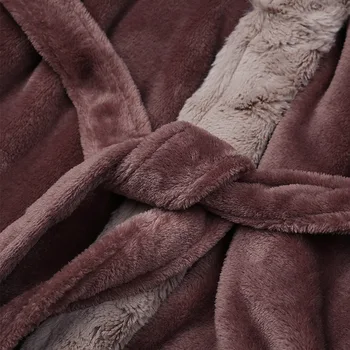 2018 Chalatai Moterims, Chalatai Žiemą Šiltas ilgomis Rankovėmis Flanelė Skraiste kailio Apykakle Sleepwear Holai Homewear Pižamos Šiltas Chalatas Ilgas