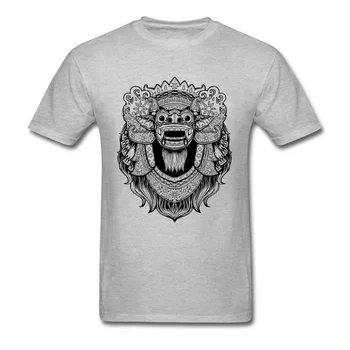 2018 Trumpas Rankovės Vyrų T-shirt Indonezija Mitologija Barong Juoda Balta Medvilnė Top Marškinėliai O-kaklo Cool Lion 
