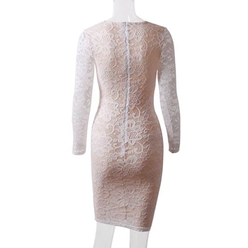 2019 m. Rudenį Tuščiaviduriai Iš Gėlių Nėrinių Kratinys Moterų Suknelės Elegantiškas Šalis Bodycon Suknelė Moteriška Kelio Ilgis Visą Rankovės vestidos