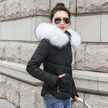 2019 Mados žiemos striukė paltai moterims, Ilgai tirštėti žemyn medvilnės-paminkštintas dirbtiniais didelis kailių apykaklės šiltą moterų Motinos outwear