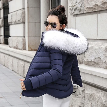 2019 Mados žiemos striukė paltai moterims, Ilgai tirštėti žemyn medvilnės-paminkštintas dirbtiniais didelis kailių apykaklės šiltą moterų Motinos outwear