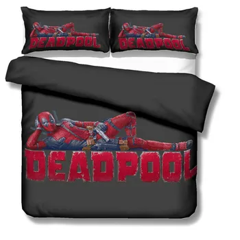 2019 Naujas Marvel Deadpool 3D patalynės komplektas Suaugusiems Berniukas Vaikai kambario dekoro Antklodžių užvalkalus Užvalkalai patalyne, patalynė, Dovanos