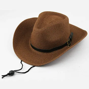 2019 Naujas Panama Šiaudines Skrybėles Vasaros Paplūdimio Meksikos Kaubojaus Skrybėlę Su Vakarų Cowgirl Skrybėlę Apsauga Nuo Saulės, Paplūdimio Skrybėlę