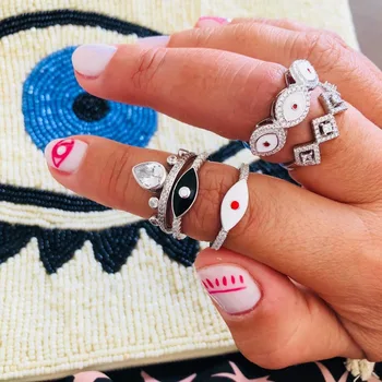 2019 pasisekė emalio pikta akimi 3 akis moterų lady papuošalai žiedas Bohemijos klasikinis turkijos žiedai