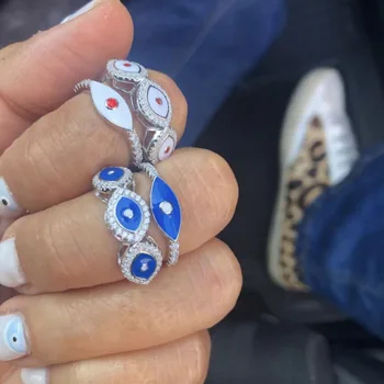 2019 pasisekė emalio pikta akimi 3 akis moterų lady papuošalai žiedas Bohemijos klasikinis turkijos žiedai