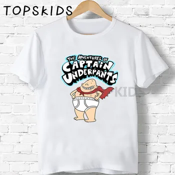 2019 Vaikų Kapitonas apatinės Kelnės Simbolių Animacinių filmų Spausdinti marškinėliai Berniukai&Mergaites Juokinga Kūdikis Viršūnes Vaikų Vasaros O-Kaklo marškinėliai