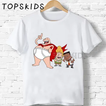 2019 Vaikų Kapitonas apatinės Kelnės Simbolių Animacinių filmų Spausdinti marškinėliai Berniukai&Mergaites Juokinga Kūdikis Viršūnes Vaikų Vasaros O-Kaklo marškinėliai