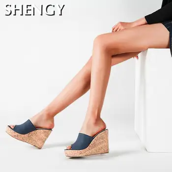 2020 11cm Super Aukštakulniai Sandalai Moterims Seksualus Peep Toe Platforma Šlepetės Gladiatorių Sandalias Mujer Vasaros Pleištai Moterys