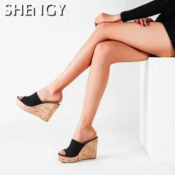2020 11cm Super Aukštakulniai Sandalai Moterims Seksualus Peep Toe Platforma Šlepetės Gladiatorių Sandalias Mujer Vasaros Pleištai Moterys