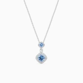 2020 Bižuterijos Swa Naujas Angeliškas Karoliai Elegantiška Ir Žavinga Light Blue Square Kristalų Apdaila Moterų Romantiška Papuošalai